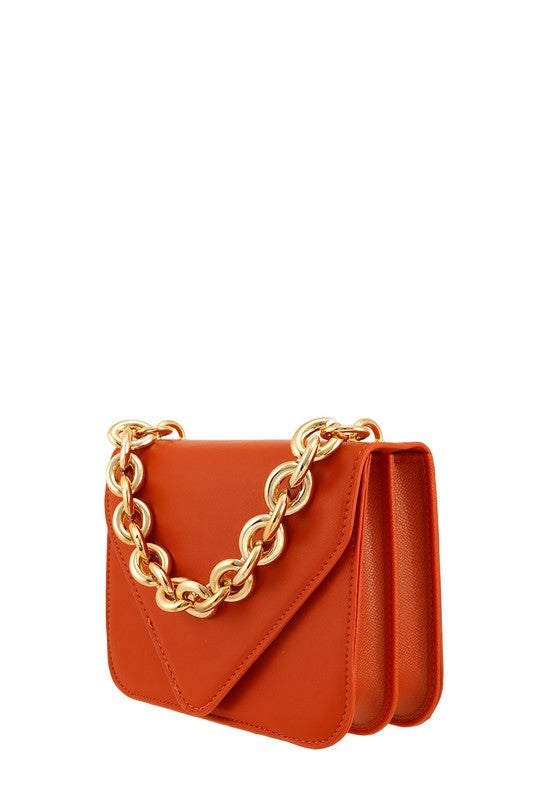 Envelope Style Chain Handle Crossbody Bag