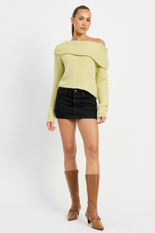 COWL NECK CROPPED SWEATER