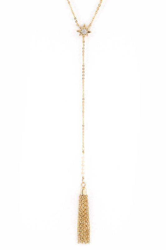 Crystal Star & Tassel Drop Layer Necklace