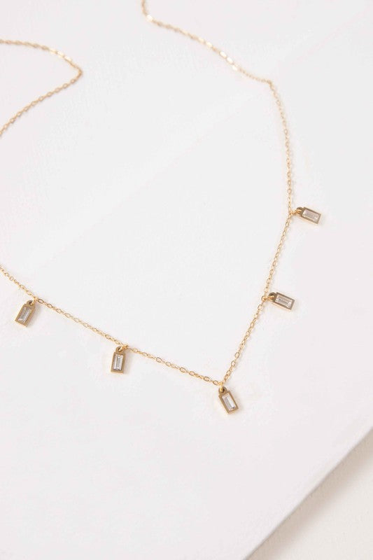 Minimal Rectangle Rhinestone Necklace