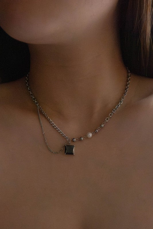 Eternity Square Stone Necklace