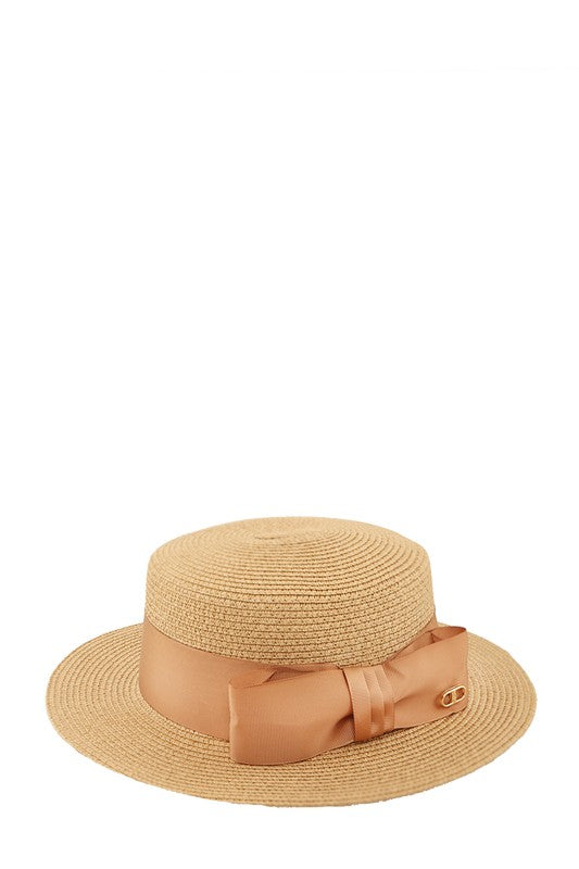 Straw Fashion Hat With Satin Bow