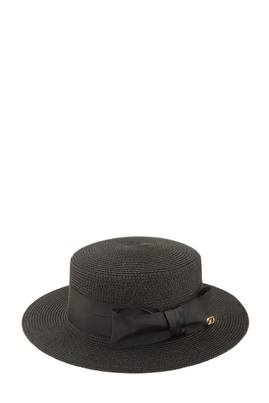 Straw Fashion Hat With Satin Bow