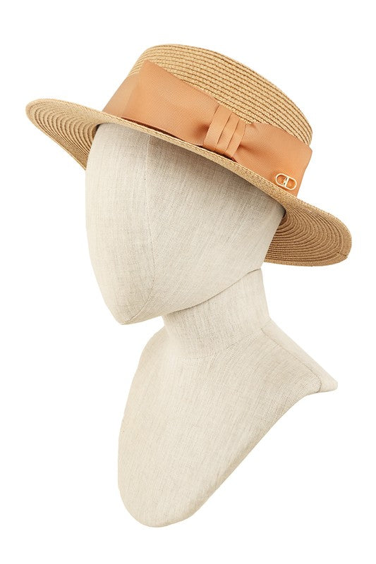 Straw Fashion Hat With Satin Bow