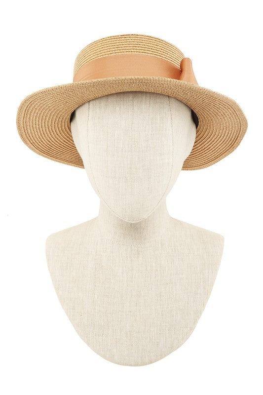 Straw Fashion Hat With Satin Bow