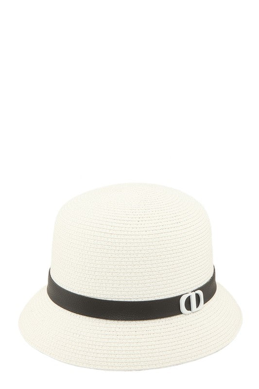 Straw Fashion Hat with Lock Accent