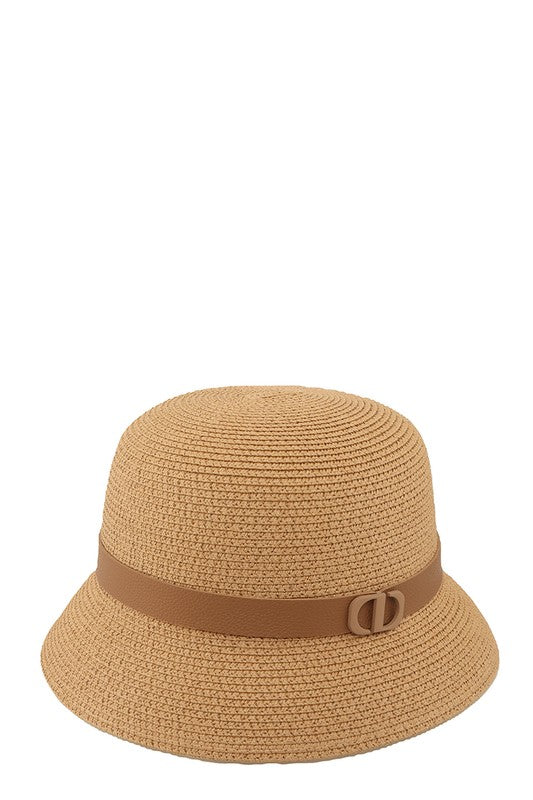 Straw Fashion Hat with Lock Accent