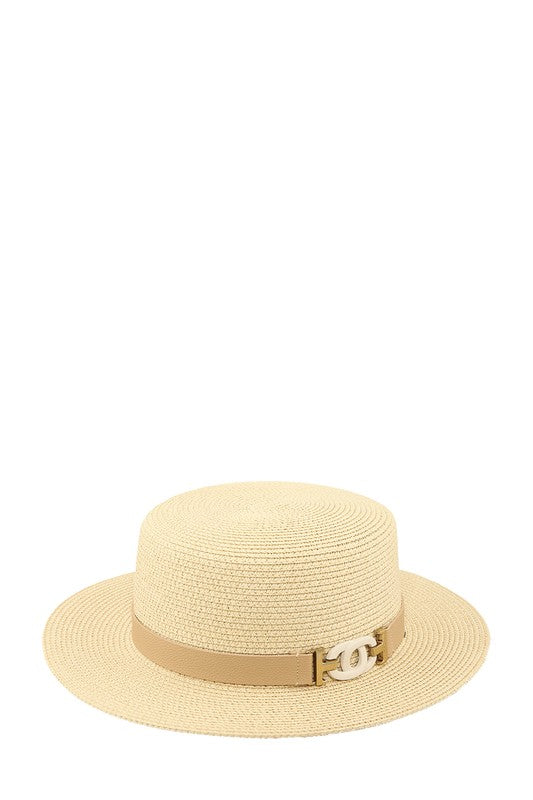 Straw Fashion Hat With CC Buckle