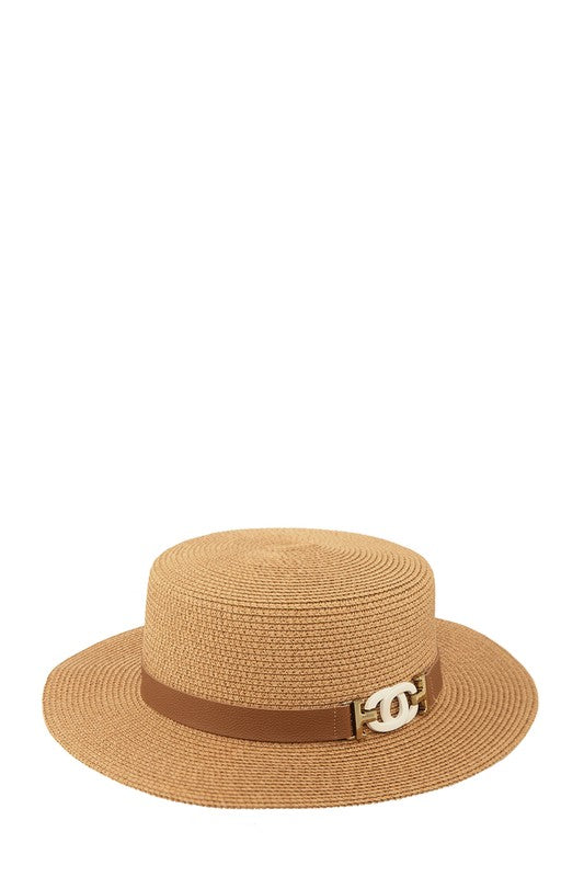 Straw Fashion Hat With CC Buckle