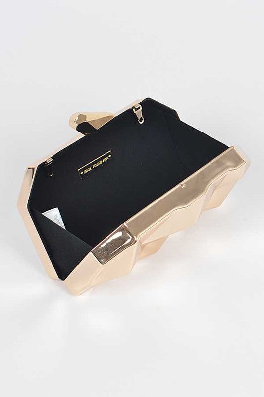 Shinny Iconic Edgy Box Clutch