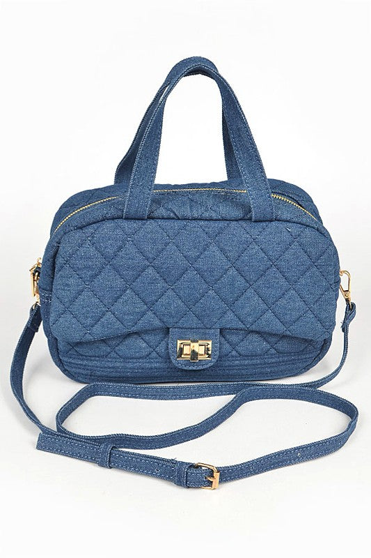 Quilted Denim Weekender Duffle Gym Bag