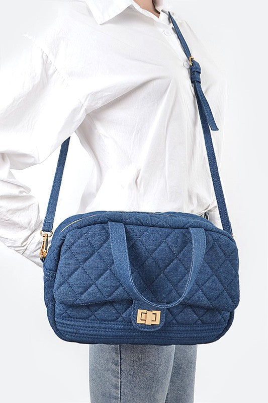 Quilted Denim Weekender Duffle Gym Bag