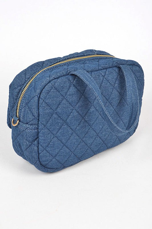 Quilted Denim Weekender Duffle Gym Bag