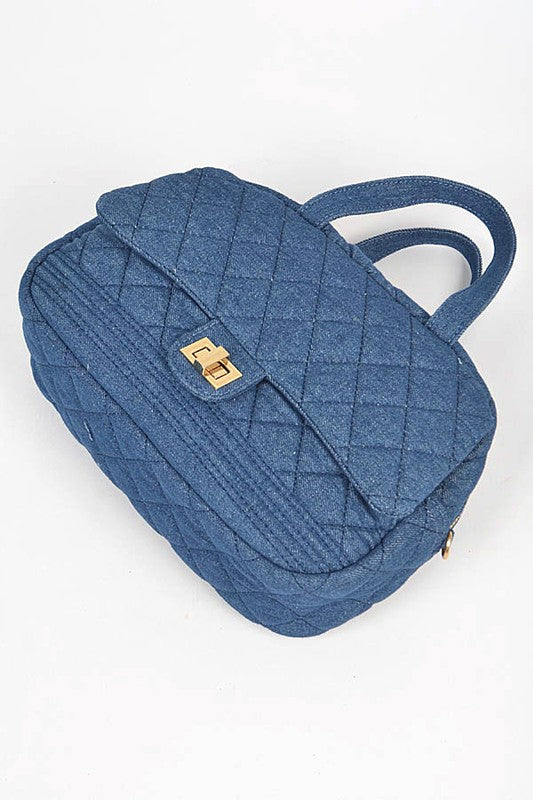 Quilted Denim Weekender Duffle Gym Bag