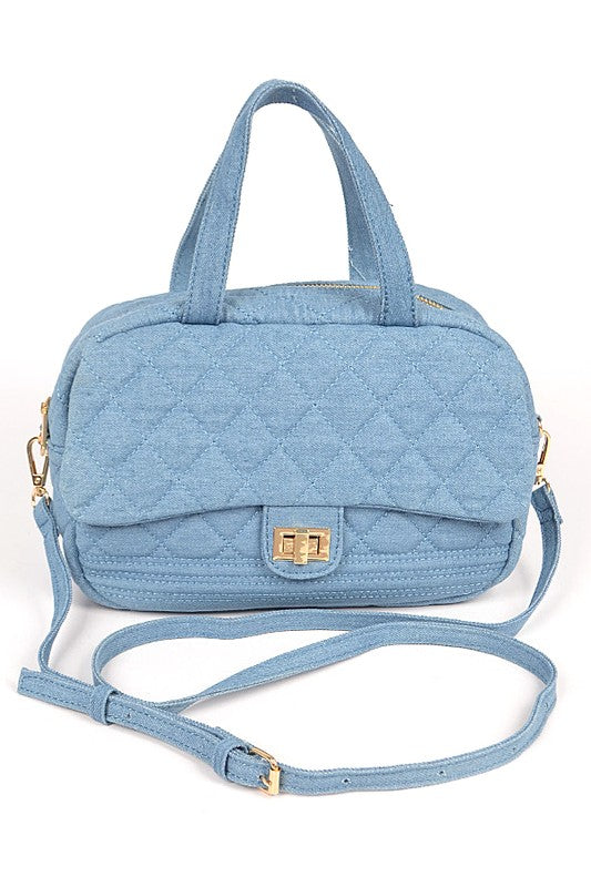 Quilted Denim Weekender Duffle Gym Bag