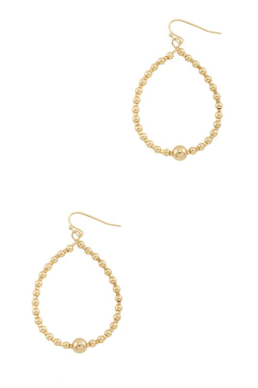 Gold Dipped Metal Ball Teardrop Fishhook Earring