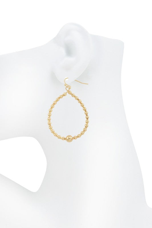 Gold Dipped Metal Ball Teardrop Fishhook Earring