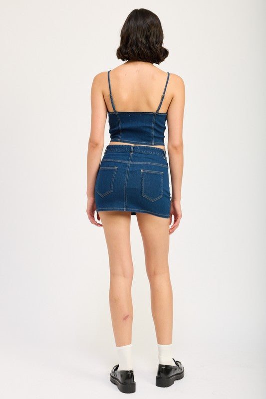 ZIP UP DENIM CORSET TOP