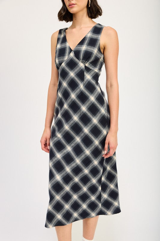 PLAID BIAS MAXI DRESS