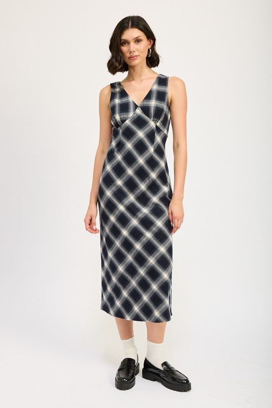 PLAID BIAS MAXI DRESS