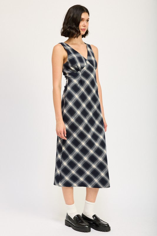 PLAID BIAS MAXI DRESS