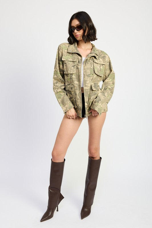 CAMO TWILL JACKET WITH FLAP POCKETS