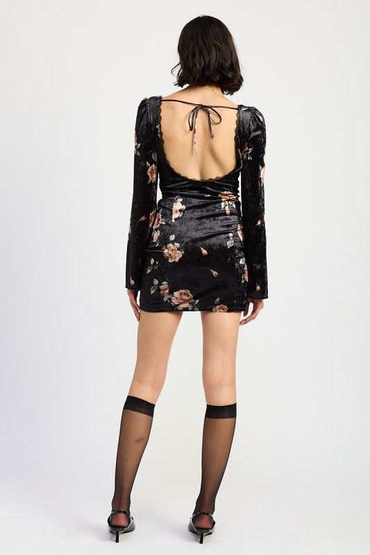 LACE UP FLORA DRESS WITH OPEN BACK