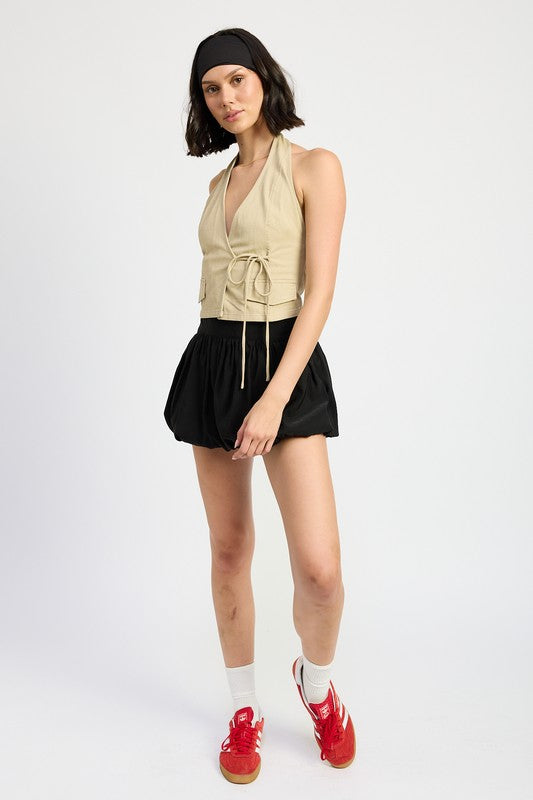 WRAPPED HALTER NECK TOP