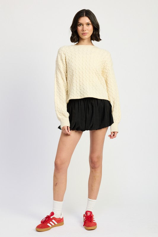 CABLE KNIT CROPPED SWEATER