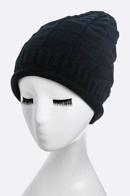 Unisex Raised Knit Slouchy Beanie