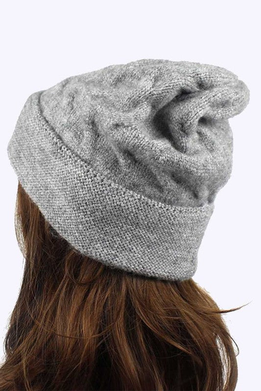 Wool Blend Slouchy Fit Cuffed Beanie