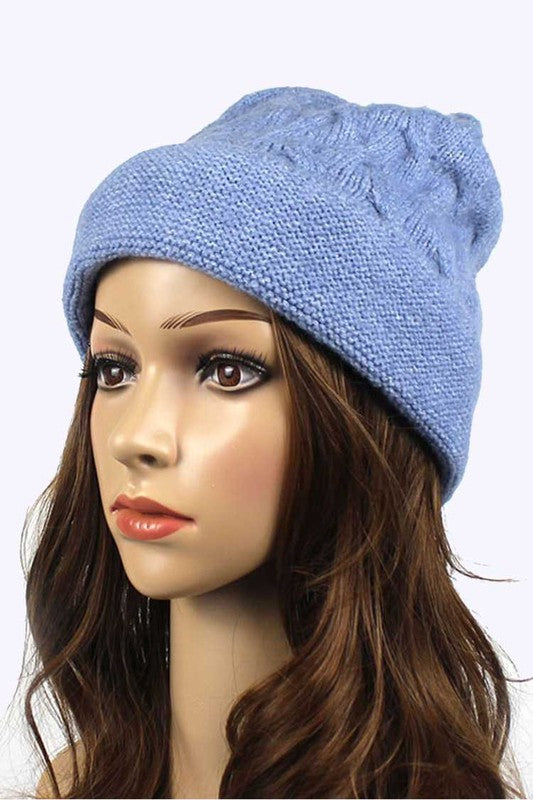 Wool Blend Slouchy Fit Cuffed Beanie