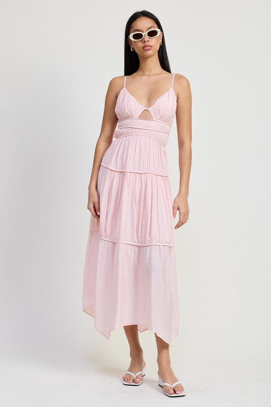 MAXI RUFFLE TIE BACK DRESS