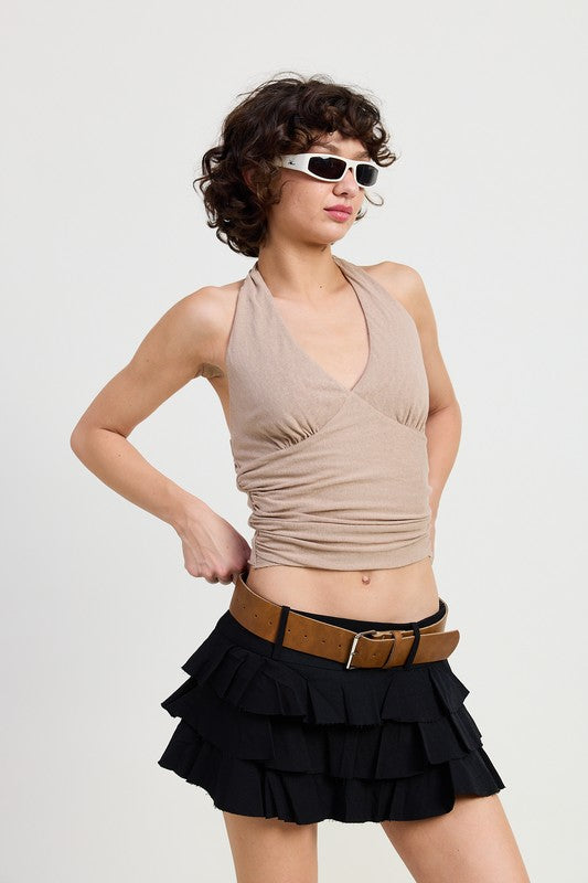 MINI BELTED TIERED SKORT