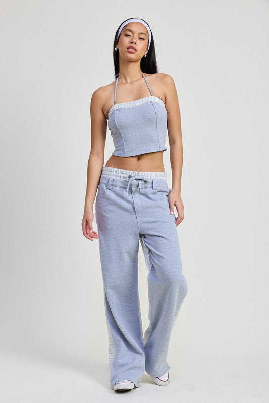 DOUBLE WAIST STRAIGHT LEG PANTS