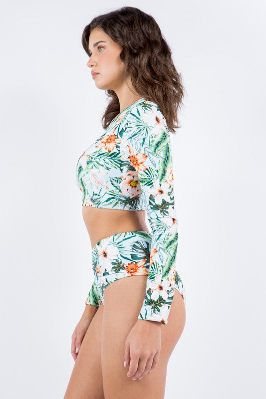 TWO PIECE FLORAL PRINTS LONG SELEEVES