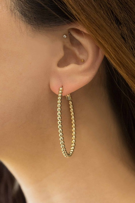 Beaded Oval Hoop Earrings