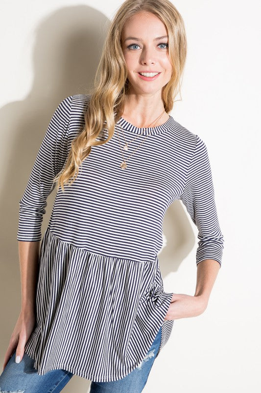 PIN STRIPE TUNIC BABYDOLL TOP