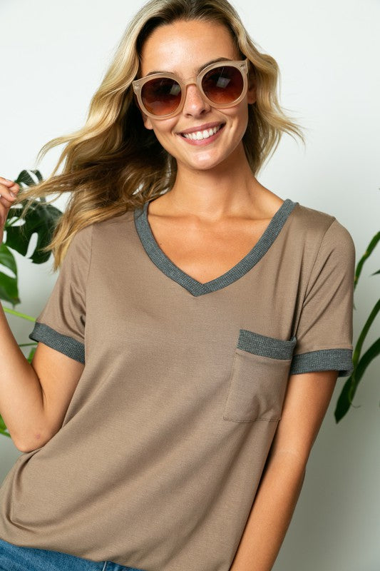 SOLID V NECK TOP