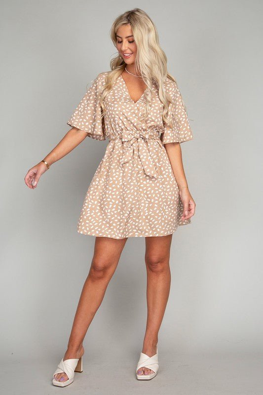 Allover Print Belted Dress