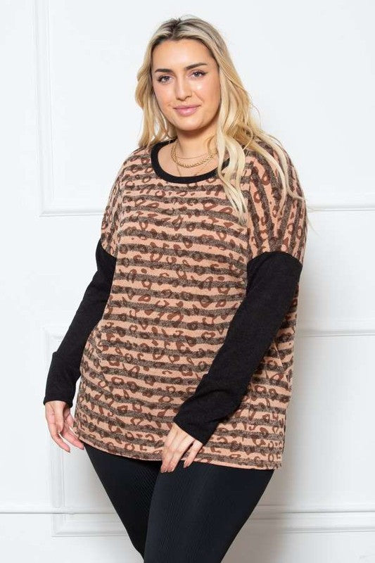 STRIPED ANIMAL PRINT LONG SLEEVE