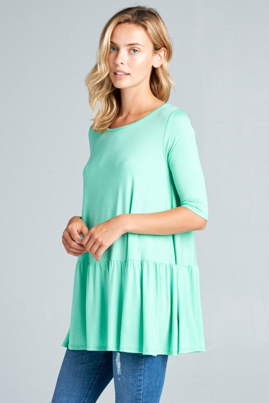 SOLID BABY DOLL TUNIC TOP