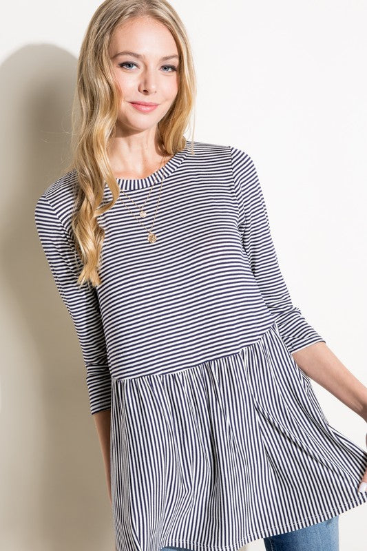 PIN STRIPE TUNIC BABYDOLL TOP