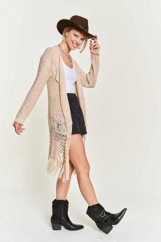 FRINGE KNIT CARDIGAN PLUS