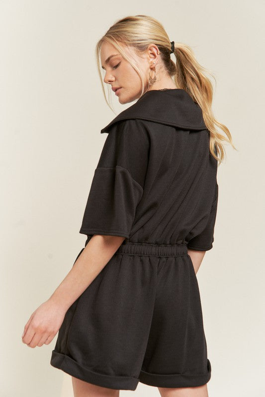 TERRY ZIP FRONT ROMPER