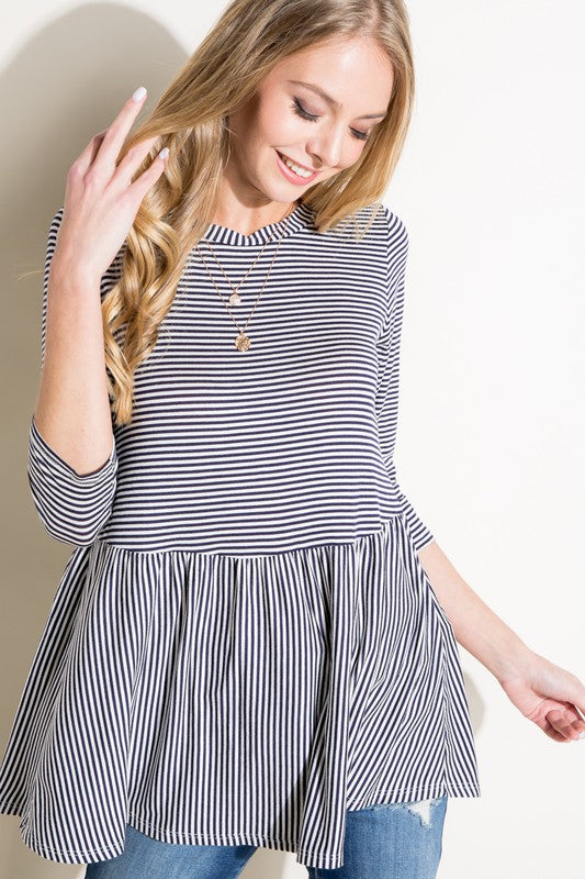 PIN STRIPE TUNIC BABYDOLL TOP