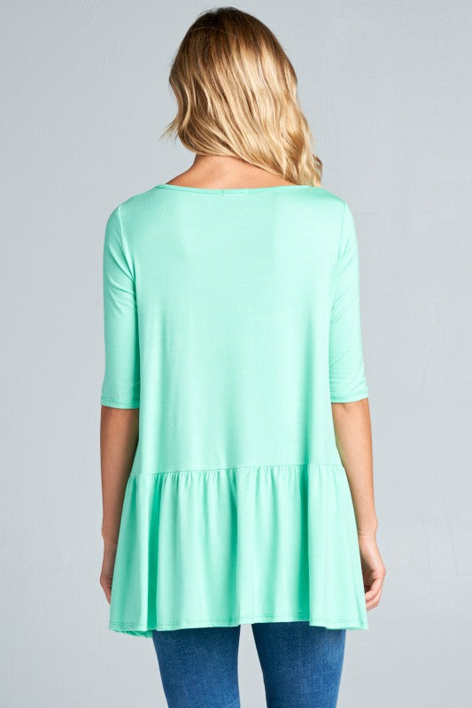 SOLID BABY DOLL TUNIC TOP