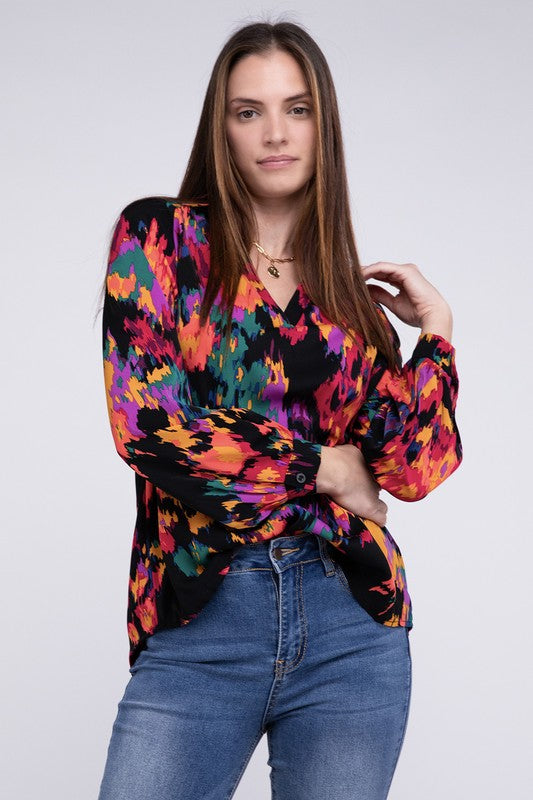 Floral Raglan Sleeve Blouse