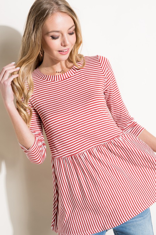 PIN STRIPE TUNIC BABYDOLL TOP