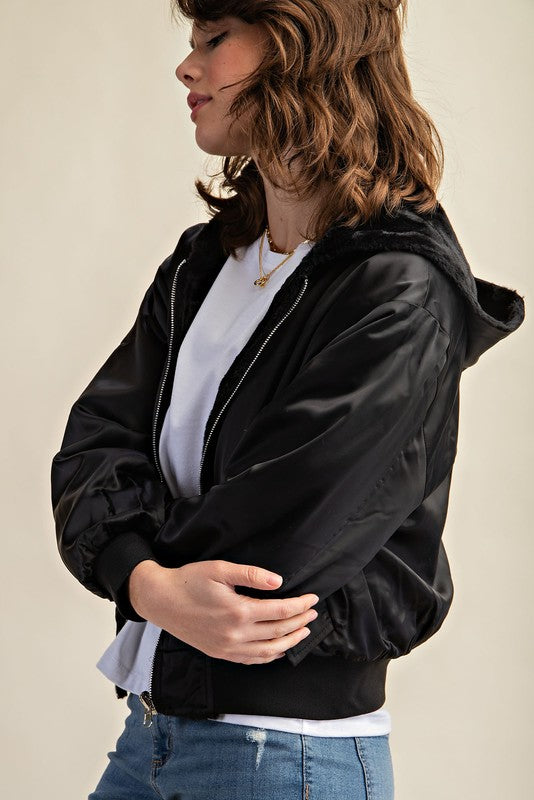 REVERSIBLE ALL WEATHER FUR LINED BOMBER JACKET